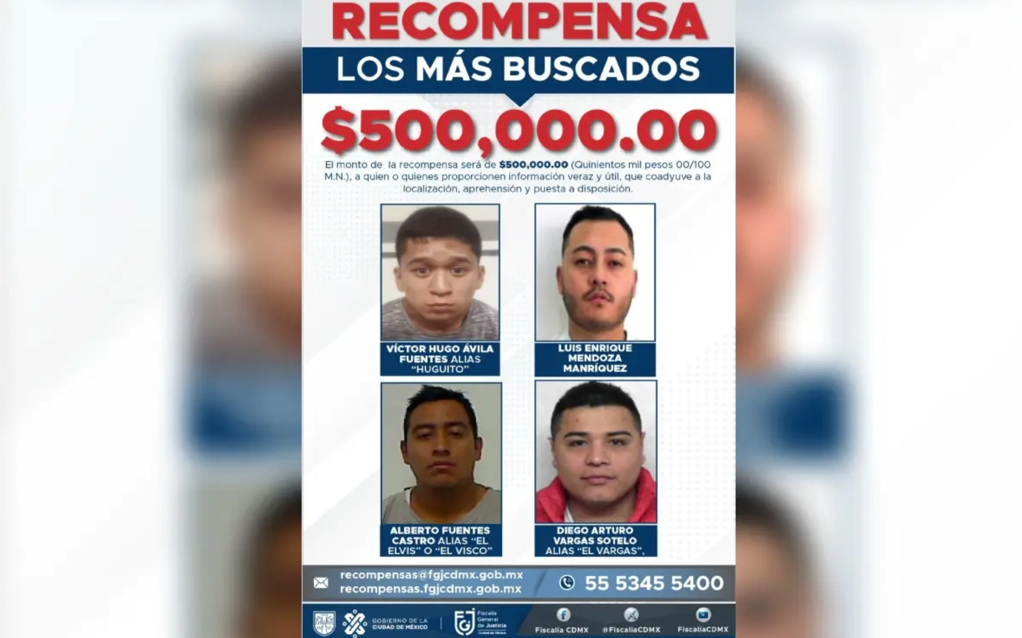 Estos son los presuntos delincuentes más buscados de la CDMX